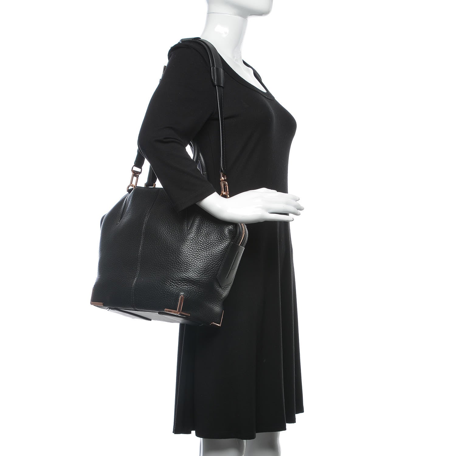 Alexander Wang Pebbled Calfskin Small Emile Soft Black Rose Gold Hardware 2 of 8