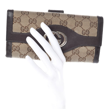 Gucci Monogram Margaux Calfskin Sukey Continental Organizer Wallet Beige Ebony Cocoa 2 of 12