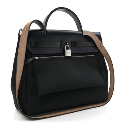 Hermes Military Toile Vache Hunter Herbag Zip Retourne 31 PM Blue Indigo 4 of 14