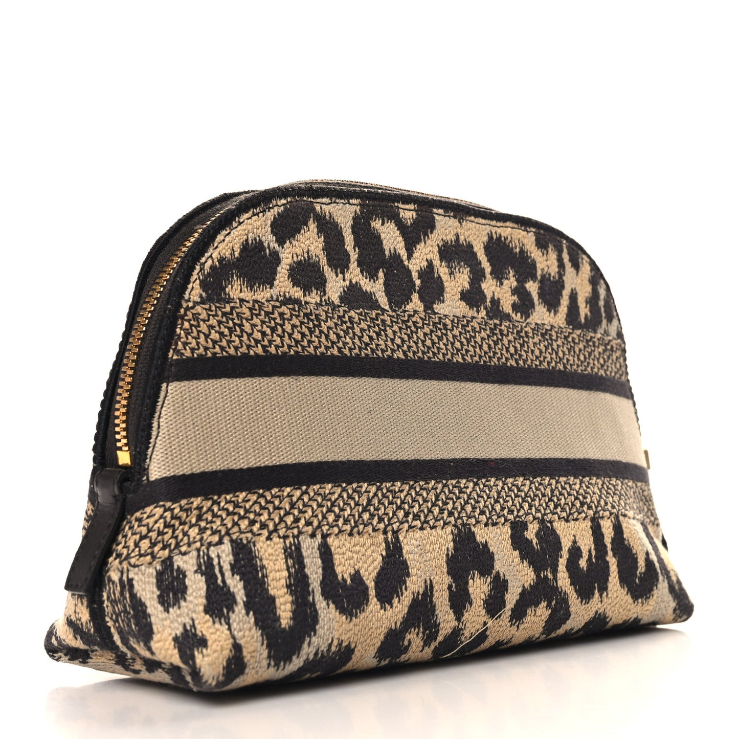 Canvas Leopard Print Cosmetic Pouch Beige