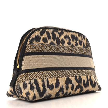 Christian Dior Canvas Leopard Print Cosmetic Pouch Beige 3 of 9