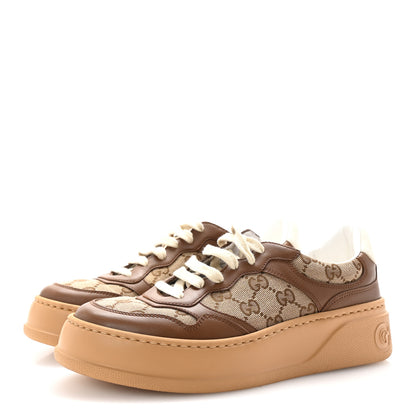 Gucci Calfskin GG Monogram Womens Platform 55mm Sneakers 38.5 Hezelnut Beige Ebony Mystic White 4 of 9