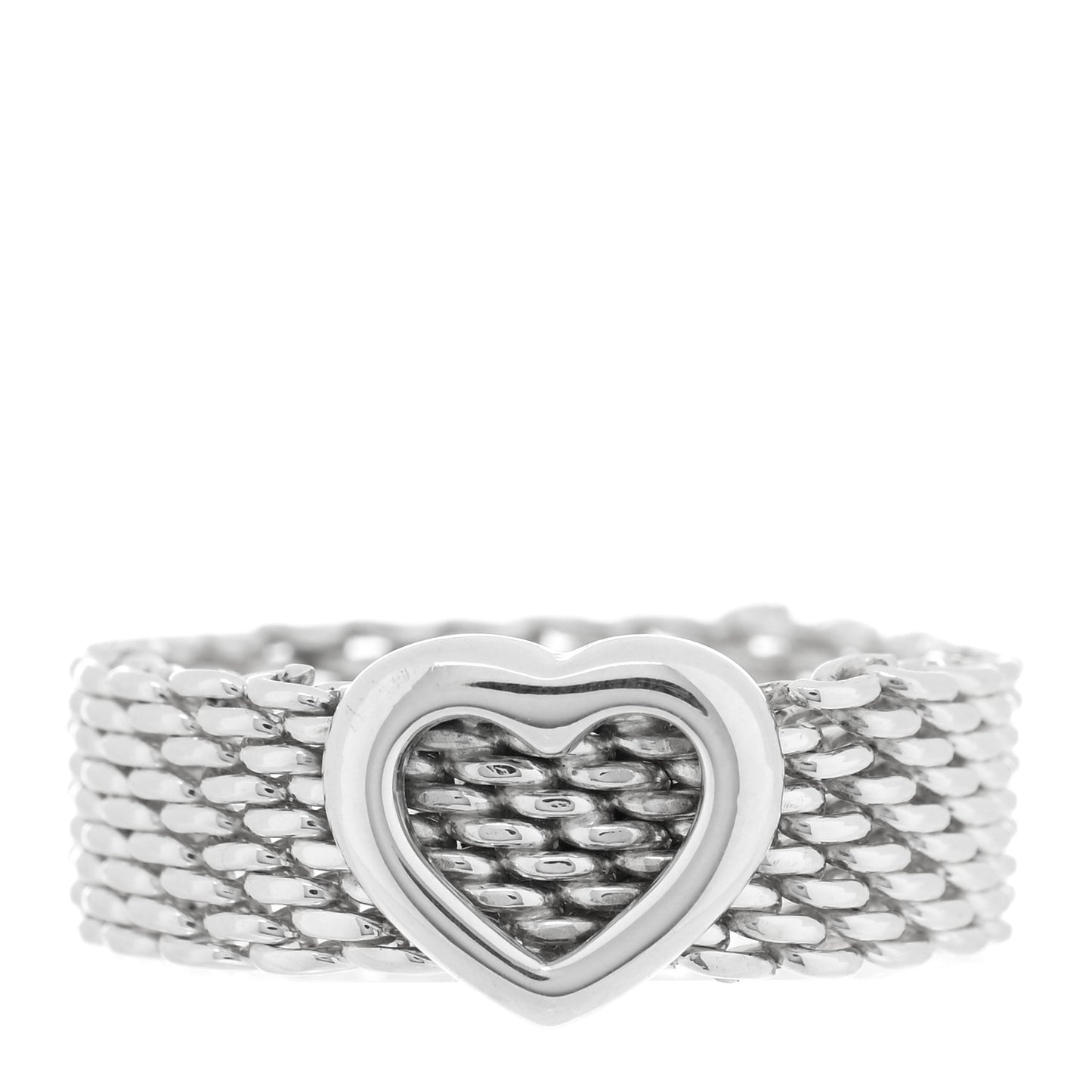 Sterling Silver Somerset Mesh Heart Ring 53 6.25