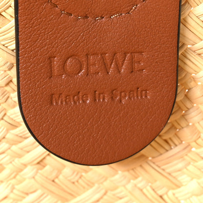 Loewe Calfskin Raffia Paulas Ibiza Small Anagram Basket Tote Bag Natural Tan 6 of 11