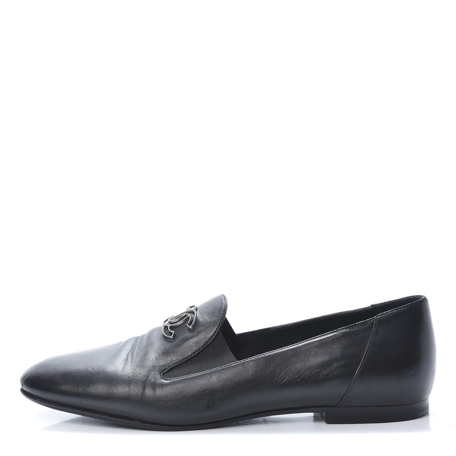 Chanel Lambskin Grosgrain CC Mocassin Loafers 39.5 Black 1 of 11