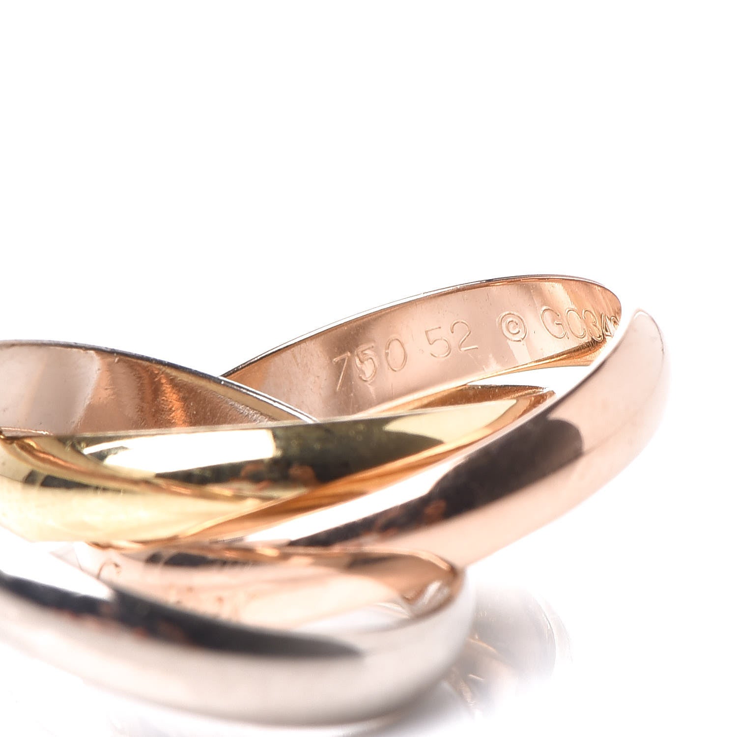 Cartier 18K Pink Yellow White Gold Classic Trinity Ring 52 6 5 of 7