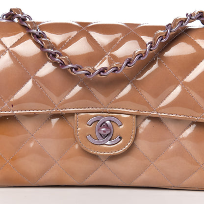 Chanel Patent Calfskin Quilted Mini Rectangular Flap Dark Beige 17 of 18