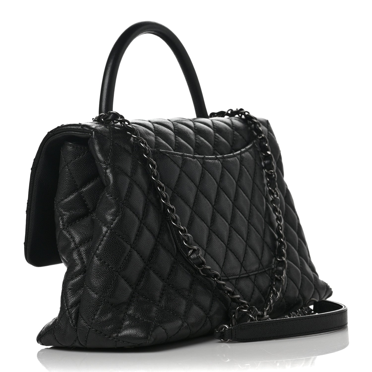 Chanel Caviar Quilted Medium Coco Handle Flap Black 3 of 9