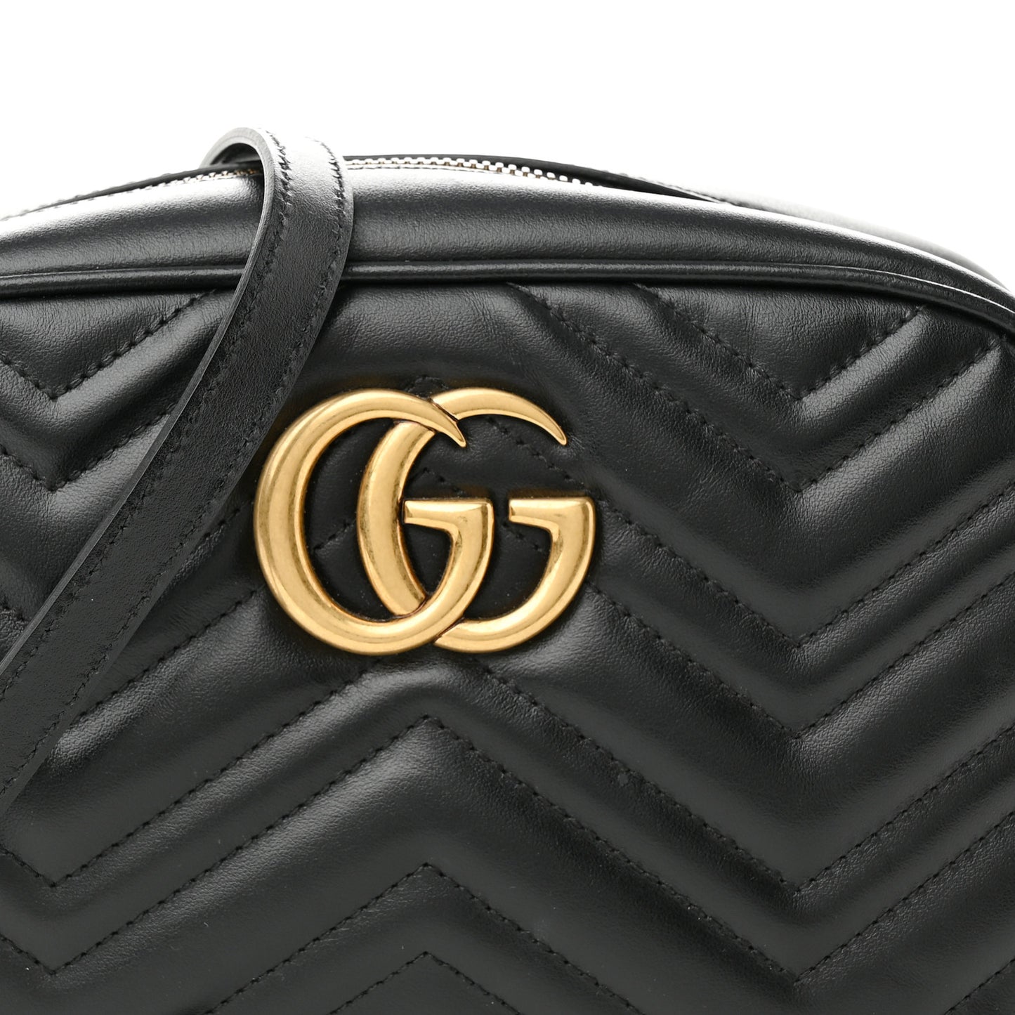Calfskin Matelasse Small GG Marmont Chain Shoulder Bag Black