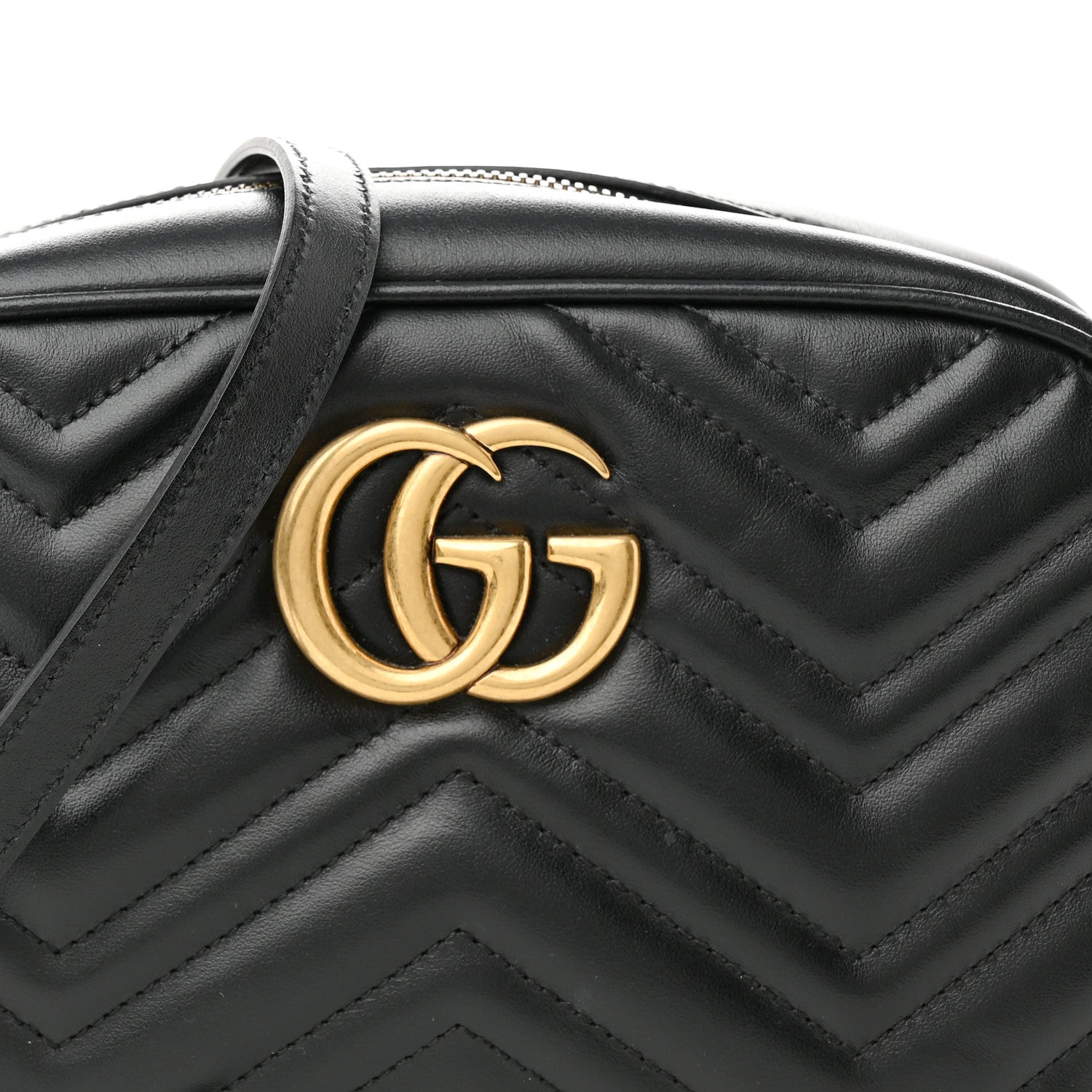 Gucci Calfskin Matelasse Small GG Marmont Chain Shoulder Bag Black 8 of 10