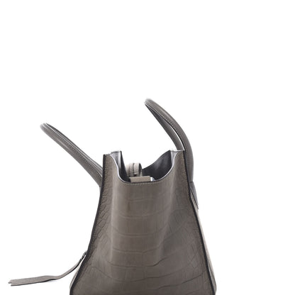 Celine Crocodile Embossed Nubuck Medium Phantom Luggage Grey 9 of 17
