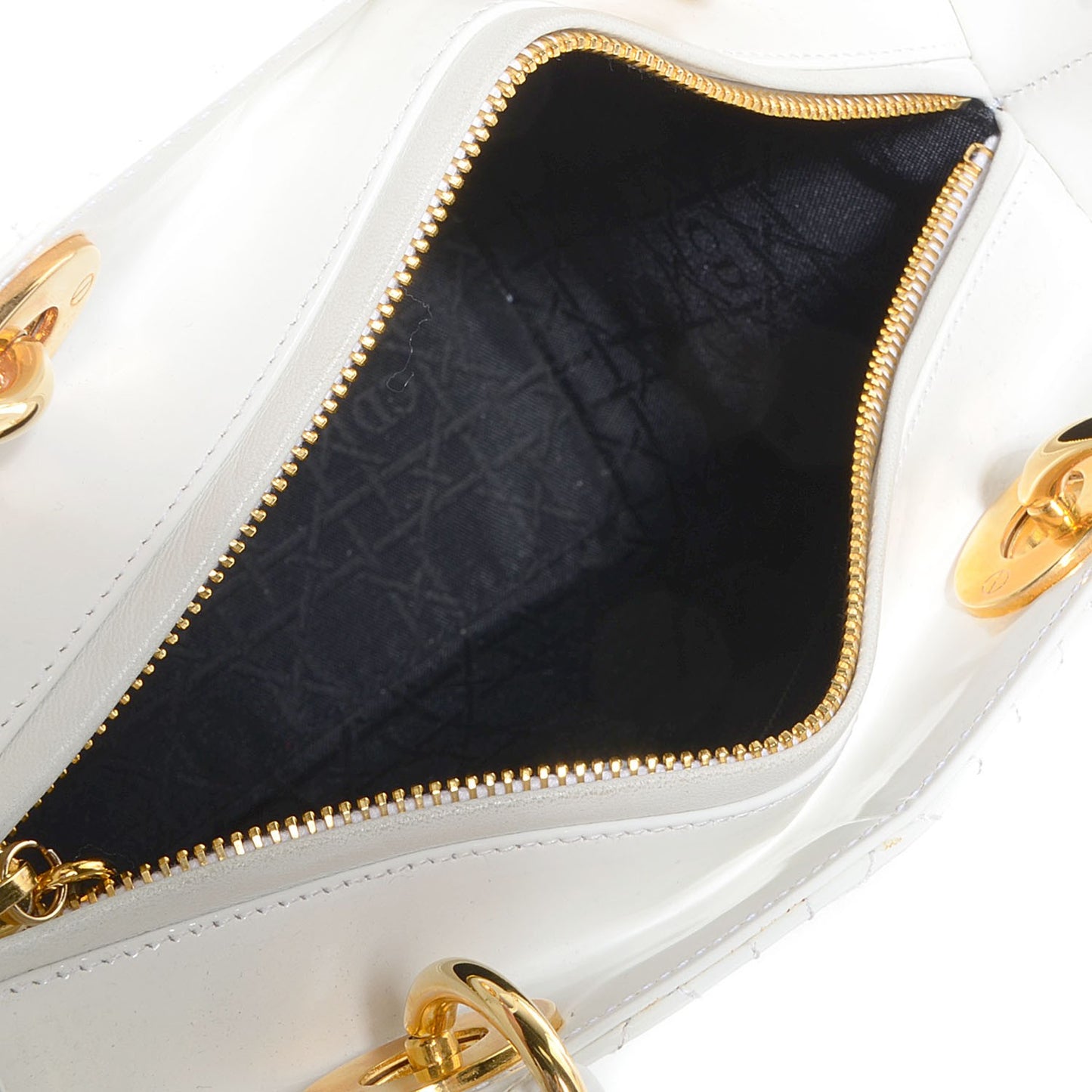 Patent Cannage Medium Lady Dior White