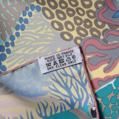 Hermes Silk Under The Waves Scarf 90 Aqua Rose Pale Turquoise 6 of 6