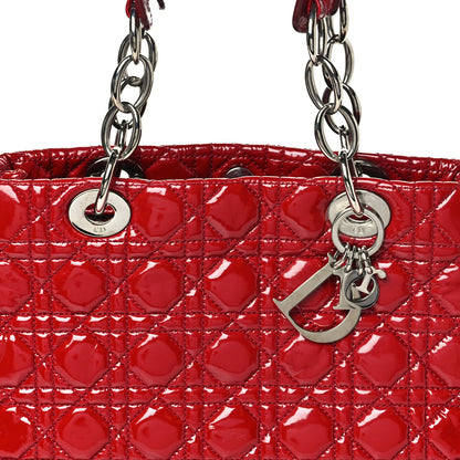 Christian Dior Patent Cannage Small Dior Soft Shopping Tote Red 8 of 11
