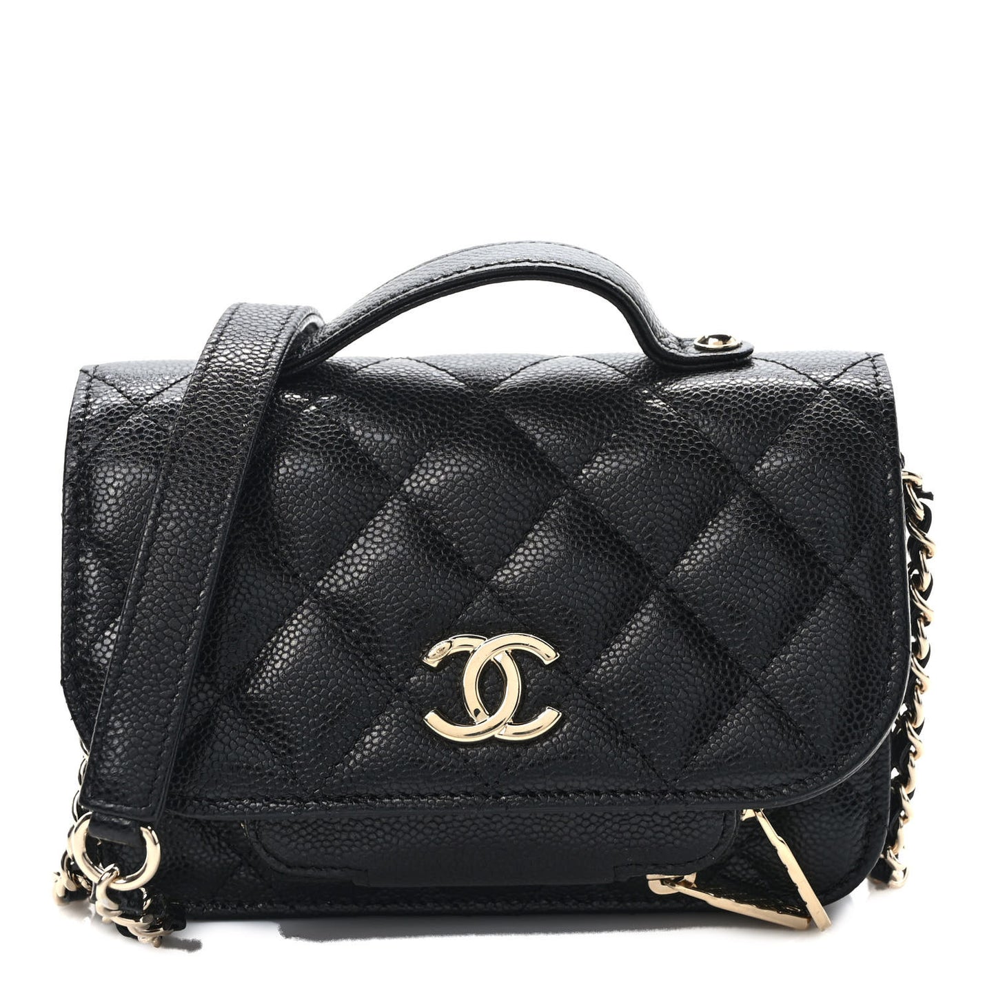 Caviar Quilted Business Affinity Clutch With Chain Black