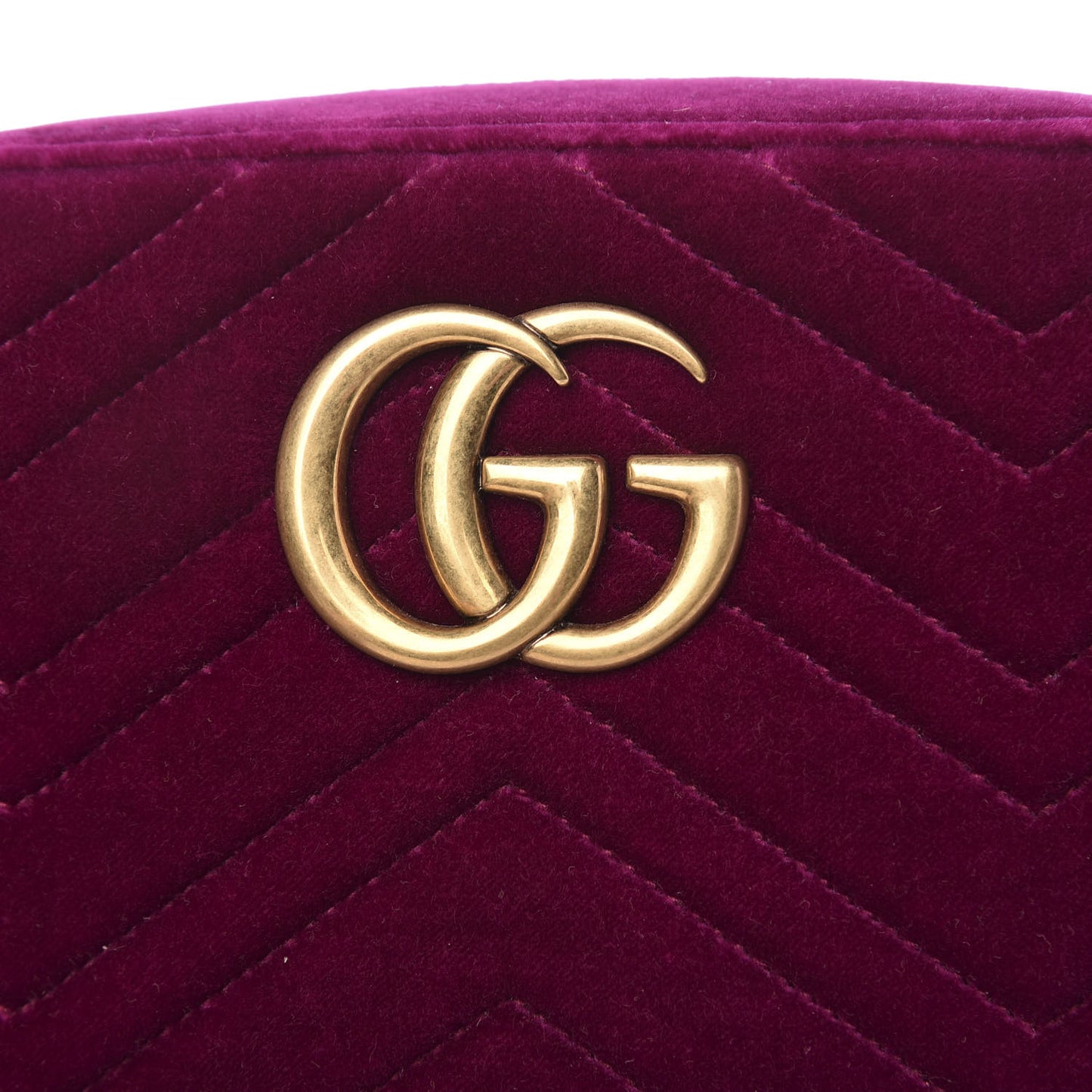 Velvet Matelasse Small GG Marmont Chain Shoulder Bag Fuchsia Violet Cyclamen