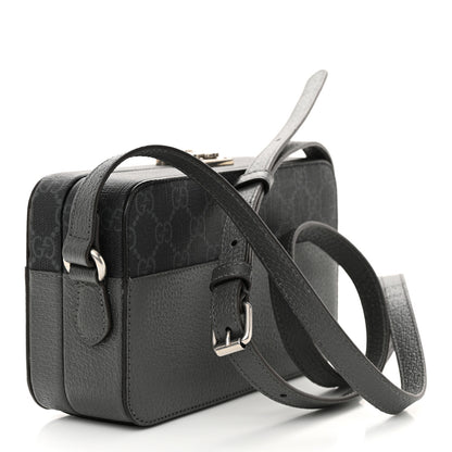 Gucci GG Supreme Monogram Textured Dollar Calfskin Mini New Basket Shoulder Bag Black Grey 3 of 12