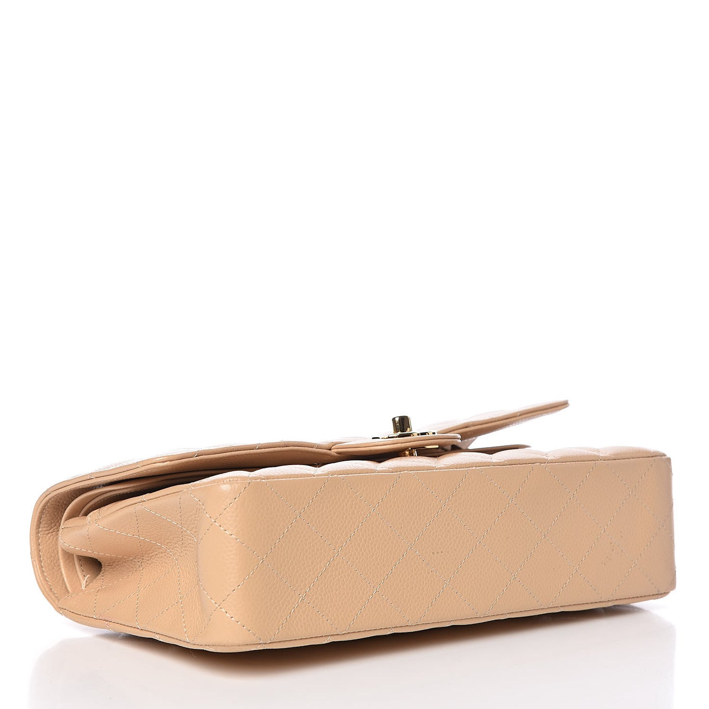 Caviar Quilted Medium Double Flap Beige Clair