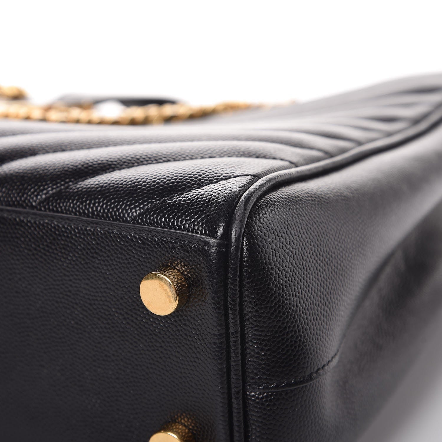 Saint Laurent Grain De Poudre Matelasse Chevron Monogram Shopping Bag Black 10 of 13