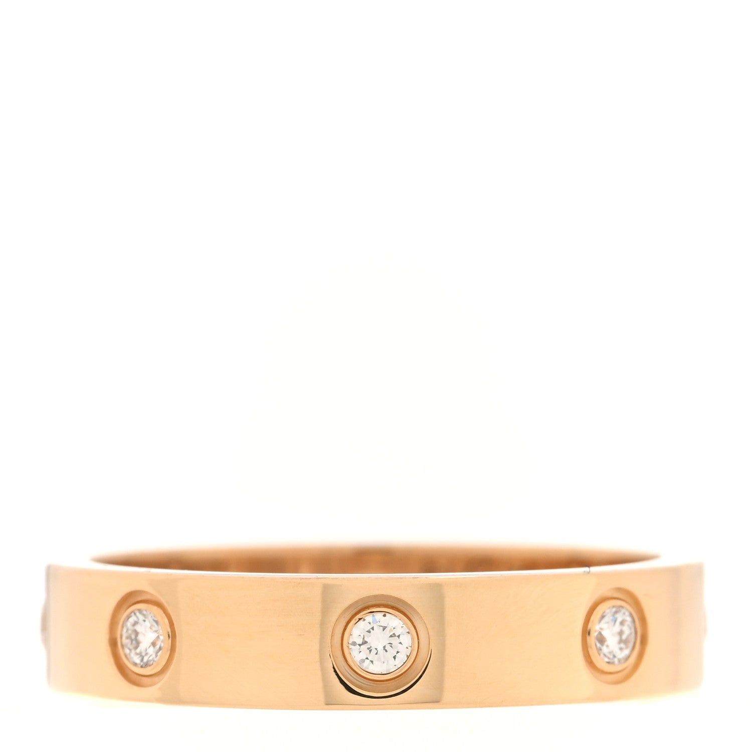 Cartier 18K Yellow Gold 8 Diamond 4mm LOVE Wedding Band Ring 54 7 1 of 4
