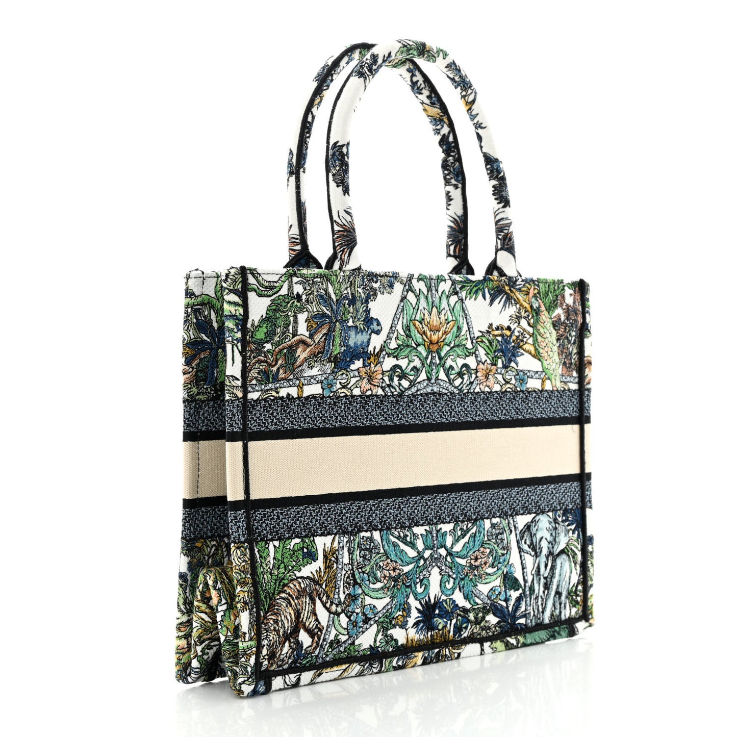 Canvas Embroidered Medium Etoile De Voyage Book Tote White Multicolor