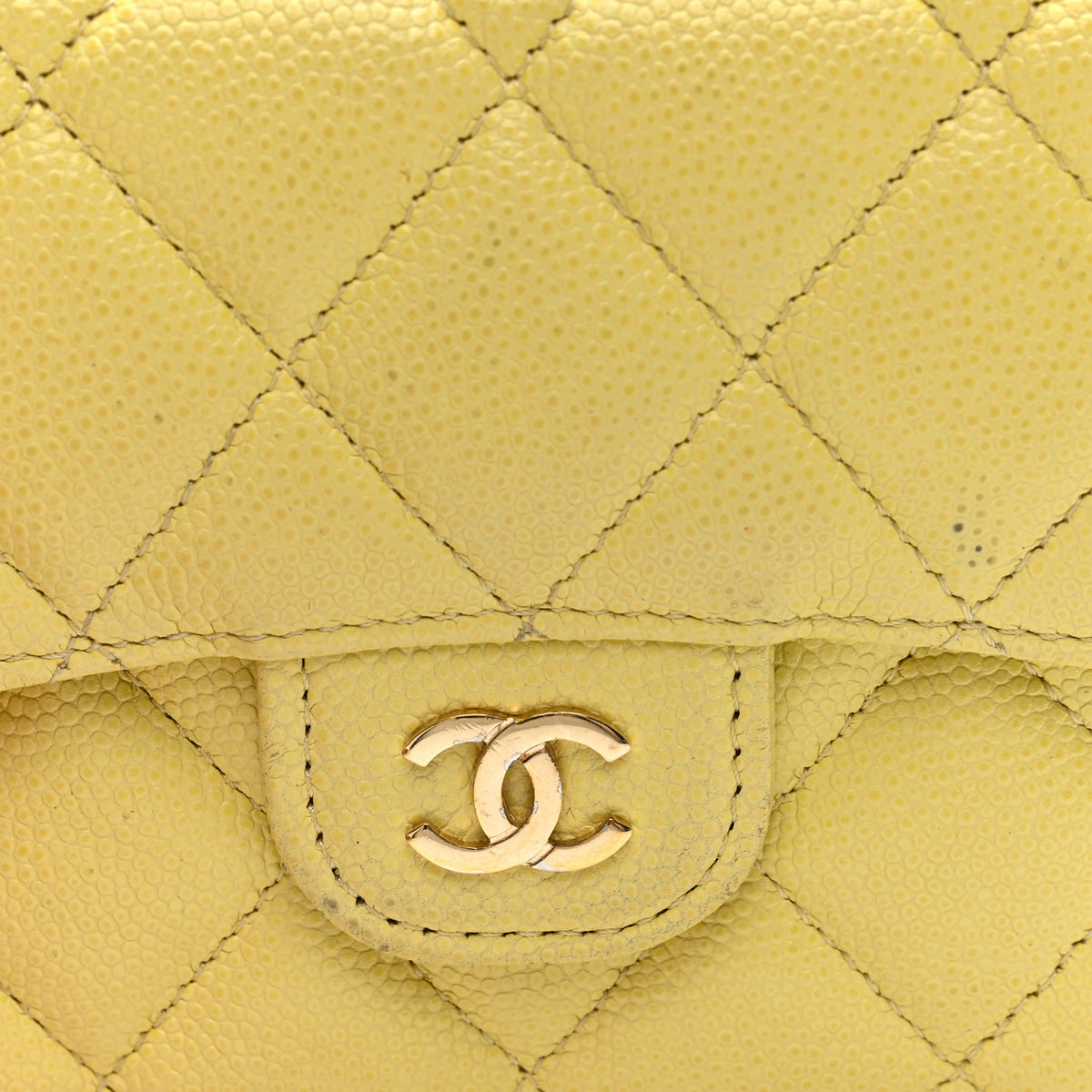 Chanel Lambskin Quilted Compact Flap Wallet Yellow 8 of 8