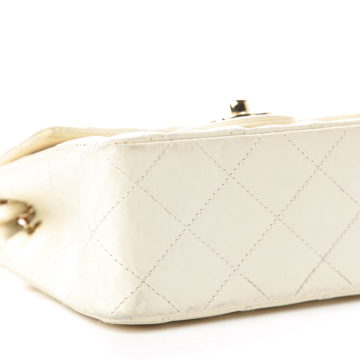 Lambskin Quilted Mini Square Flap White