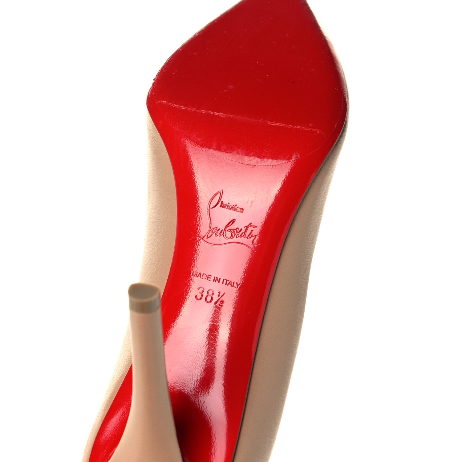 Christian Louboutin Shiny Nappa Apostrophy 85 Pumps 38.5 Nude 8 of 10