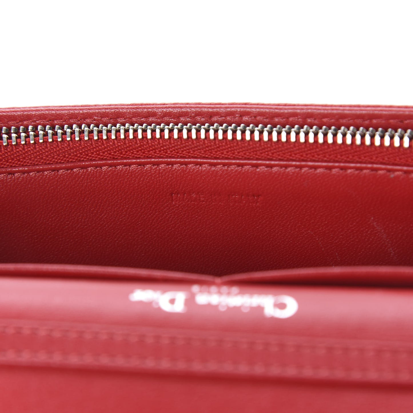 Grained Calfskin Diorama Wallet on Chain Pouch Rouge Vif
