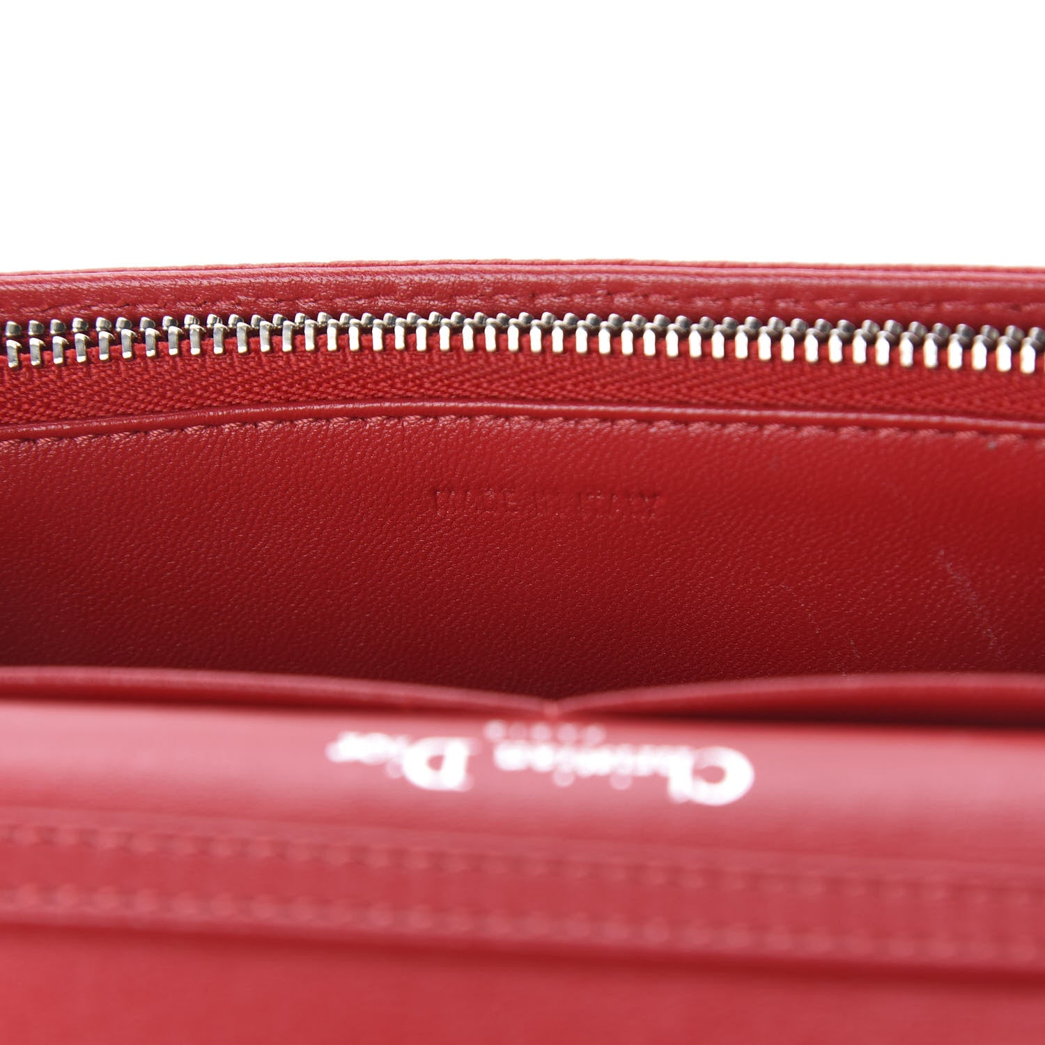 Christian Dior Grained Calfskin Diorama Wallet on Chain Pouch Rouge Vif 9 of 14