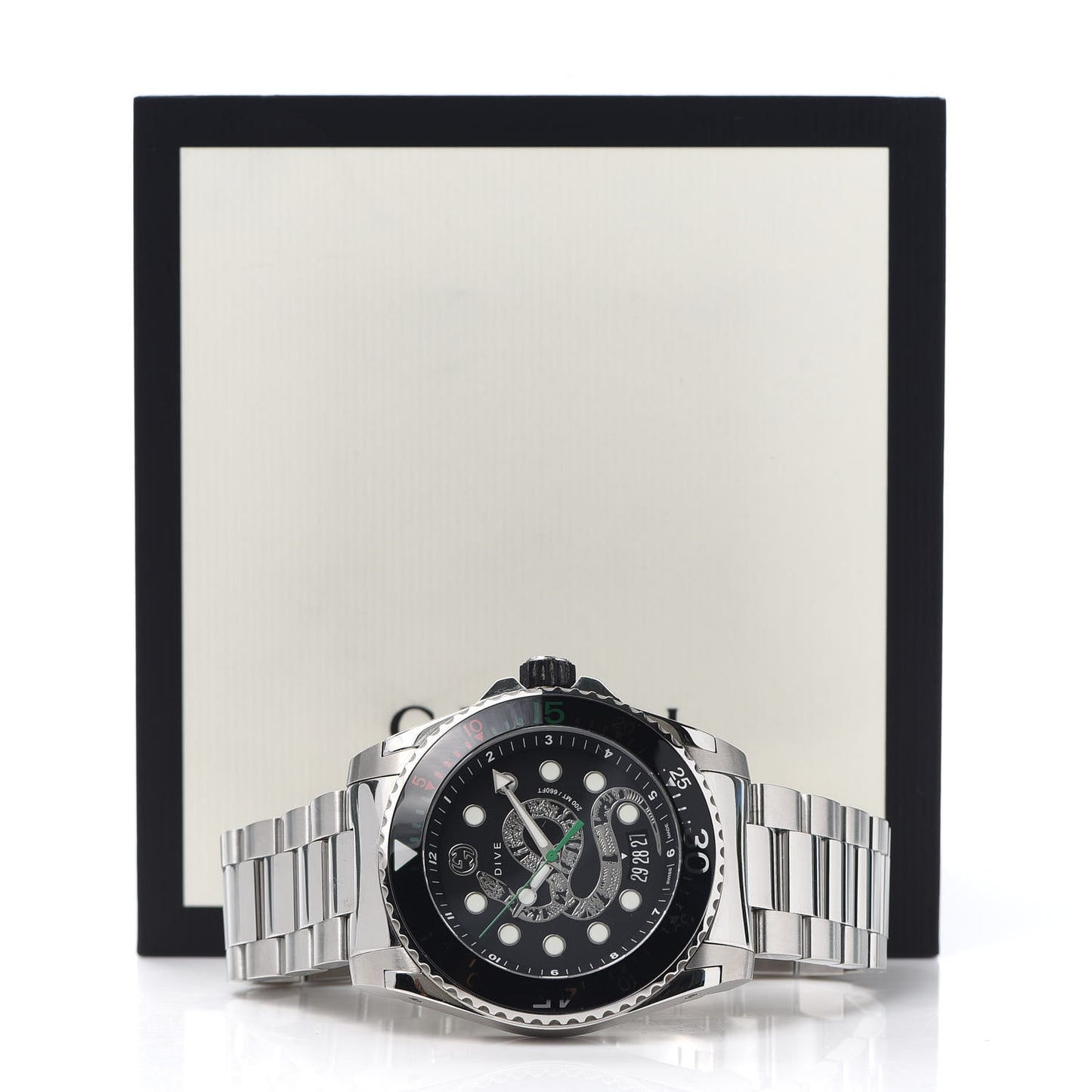 Stainless Steel 45mm Dive Snake Quartz Watch Black