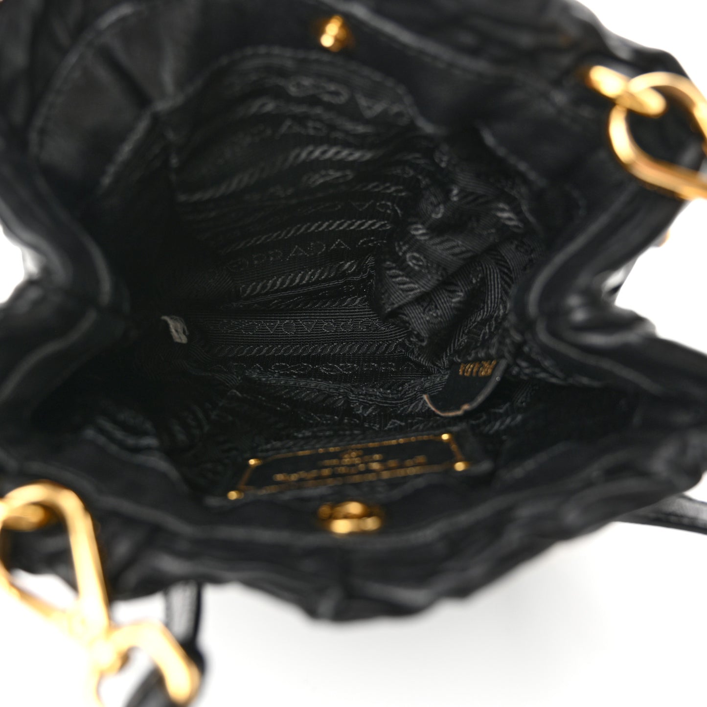 Nappa Logo Mini Drawstring Bucket Bag Black