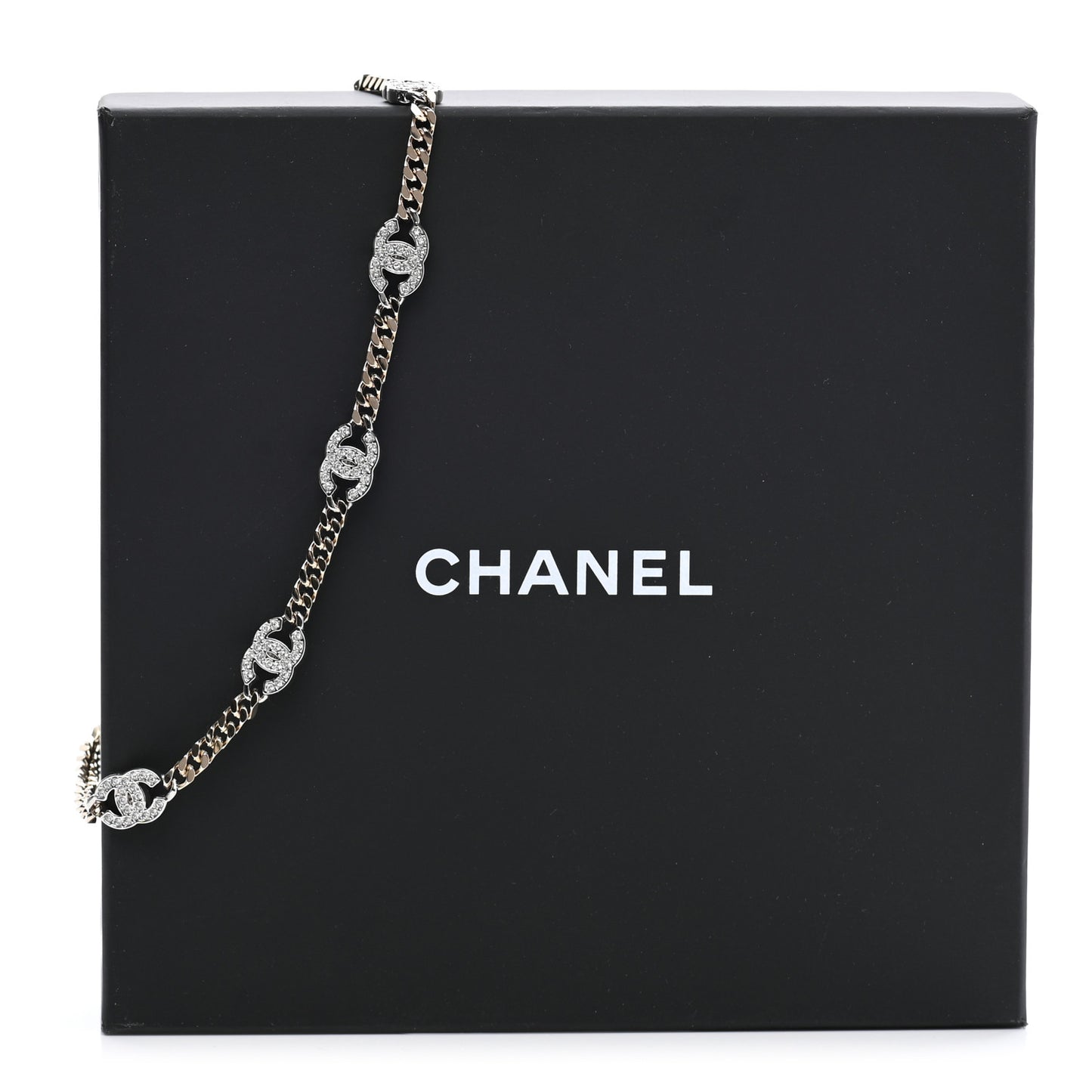 Crystal Chain CC Link Choker Gold Silver