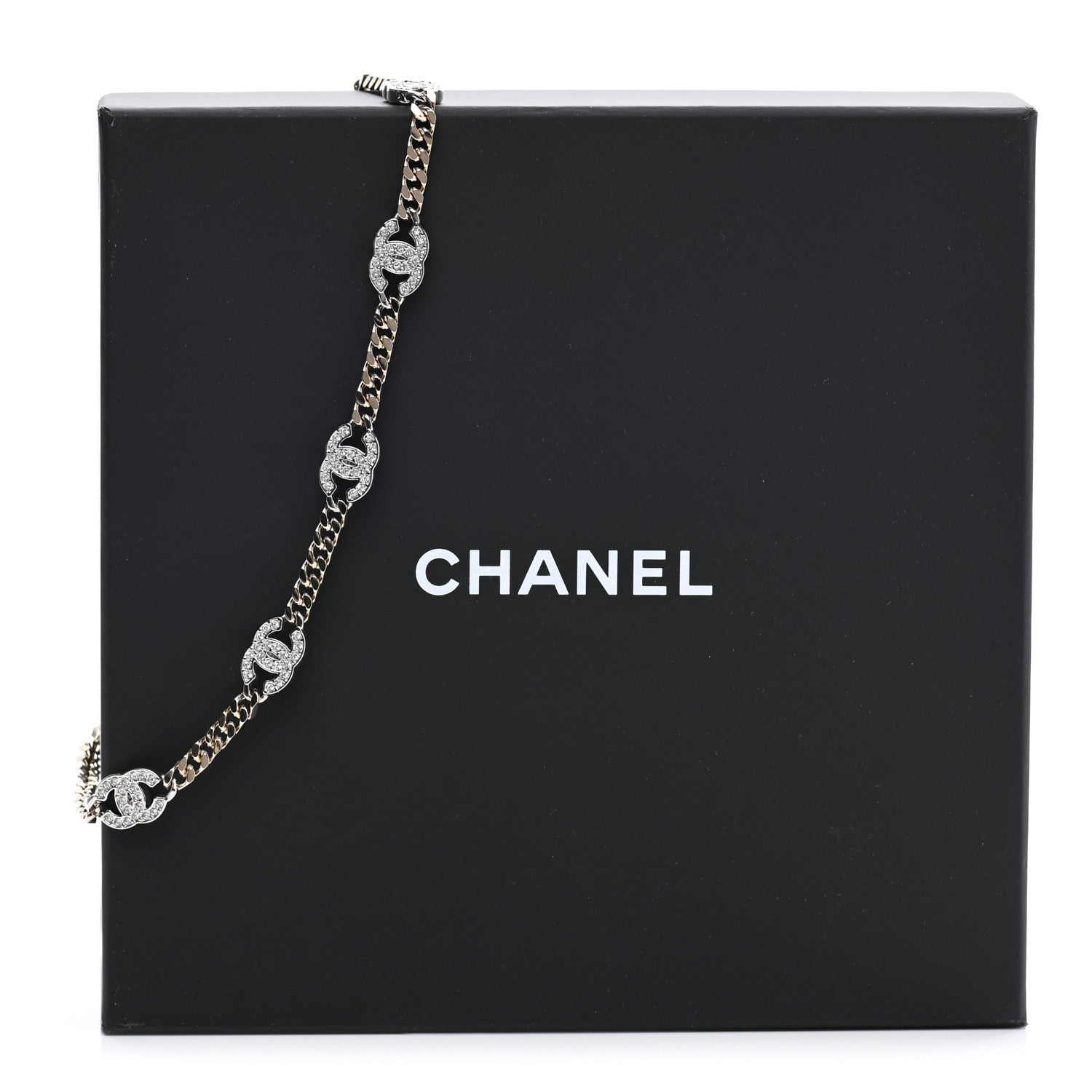 Chanel Crystal Chain CC Link Choker Gold Silver 7 of 7