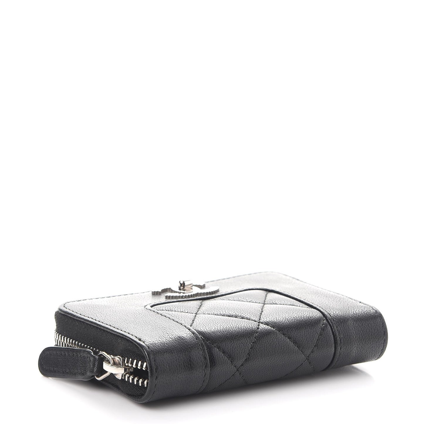 Sheepskin Quilted Mademoiselle Vintage Zip Coin Purse Black