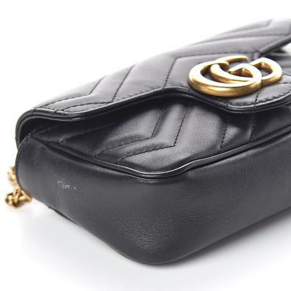 Gucci Calfskin Matelasse Super Mini GG Marmont Shoulder Bag Black 8 of 9