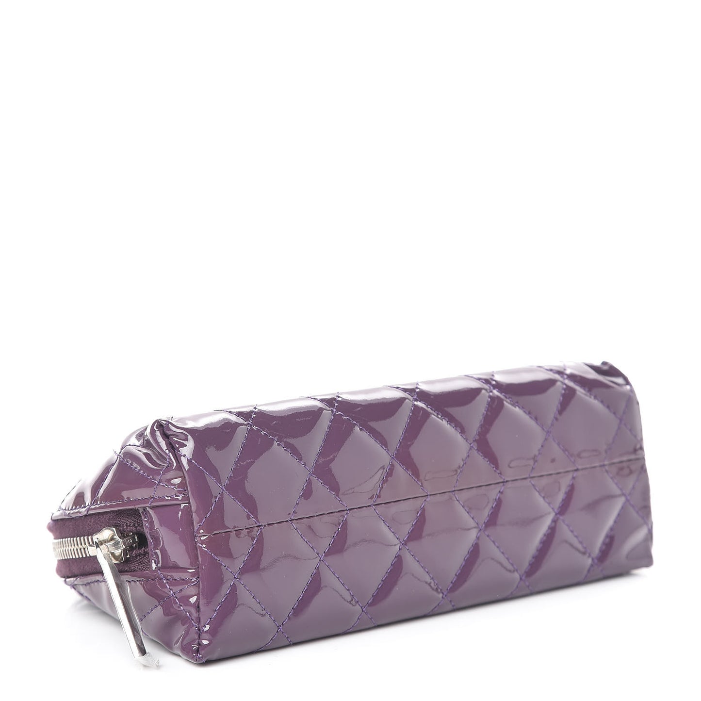 Patent Quilted Brilliant Cosmetic Case Violet