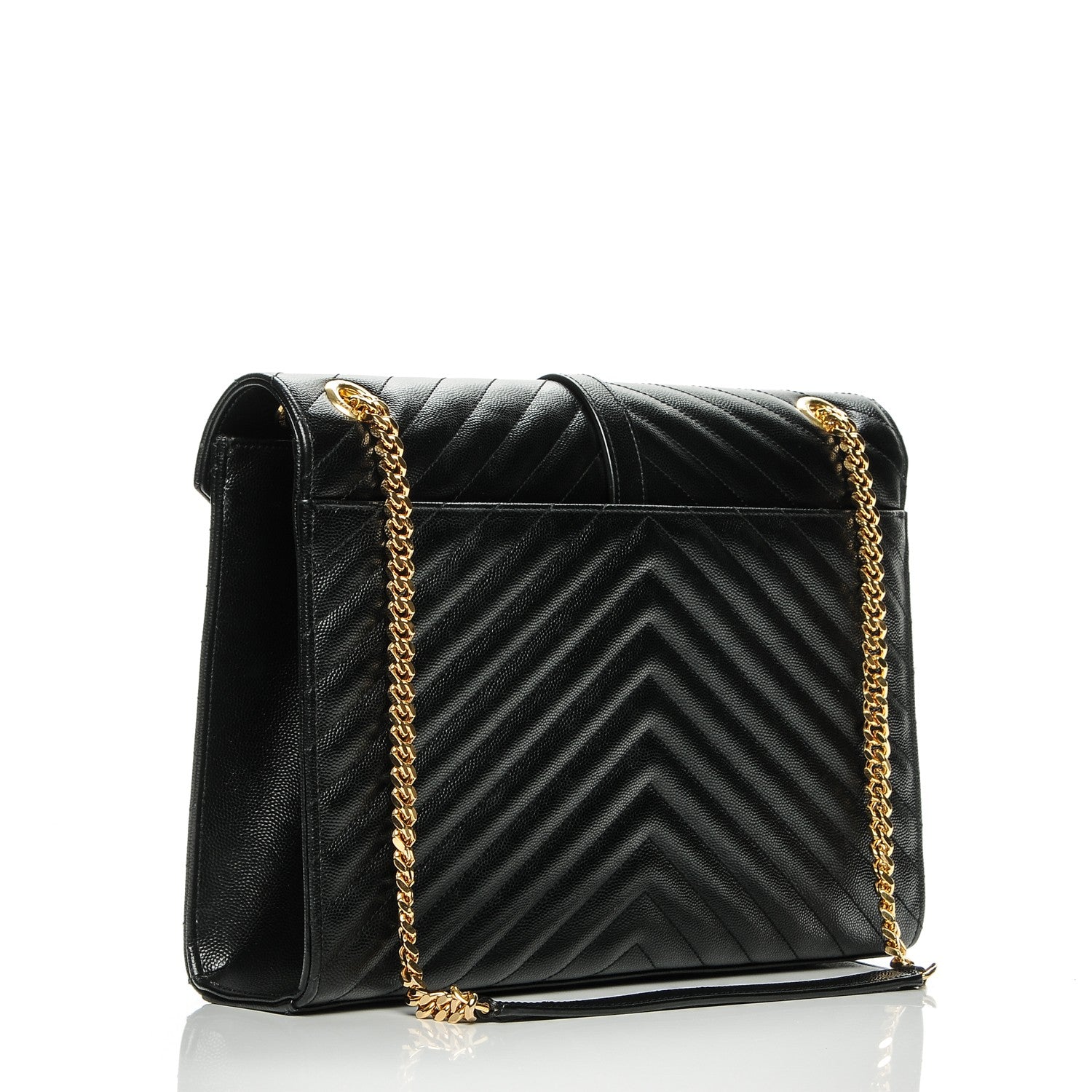 Saint Laurent Grain De Poudre Matelasse Chevron Large Monogram Satchel Black 3 of 17