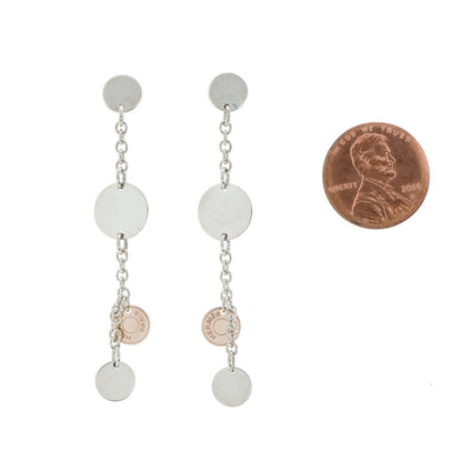 Hermes Sterling Silver 18K Rose Gold Confettis Drop Earrings 2 of 7
