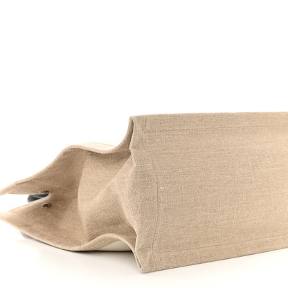 Saint Laurent Linen Calfskin Small Rive Gauche Tote Greggio Natural 9 of 14