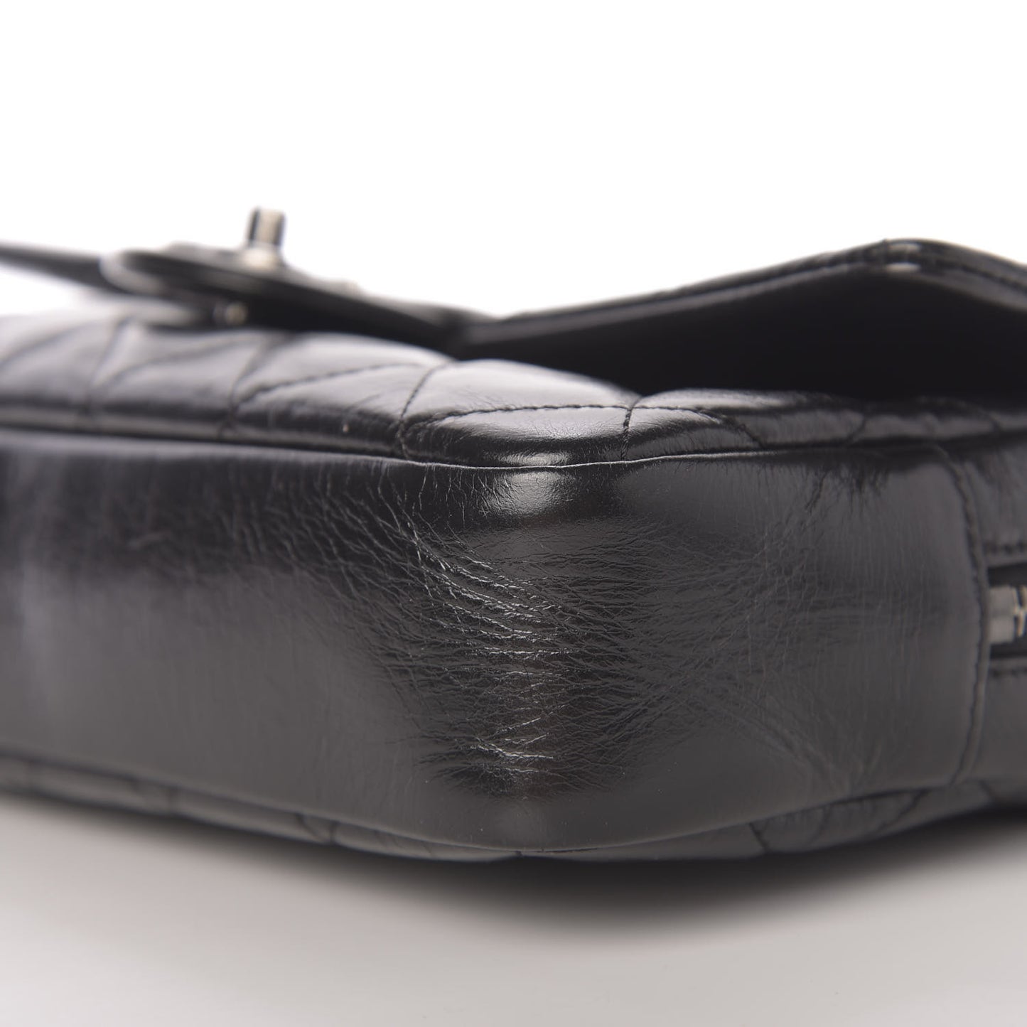 Glazed Calfskin Medium Duo Color Flap Black