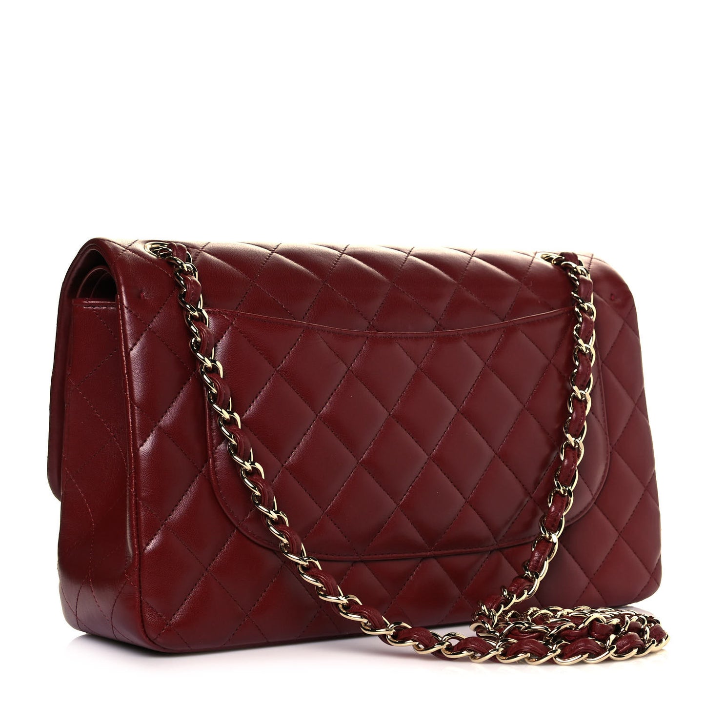 Lambskin Quilted Jumbo Double Flap Dark Red