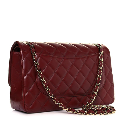 Chanel Lambskin Quilted Jumbo Double Flap Dark Red 2 of 11