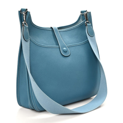 Hermes Taurillon Clemence Evelyne II GM Blue Jean 3 of 10