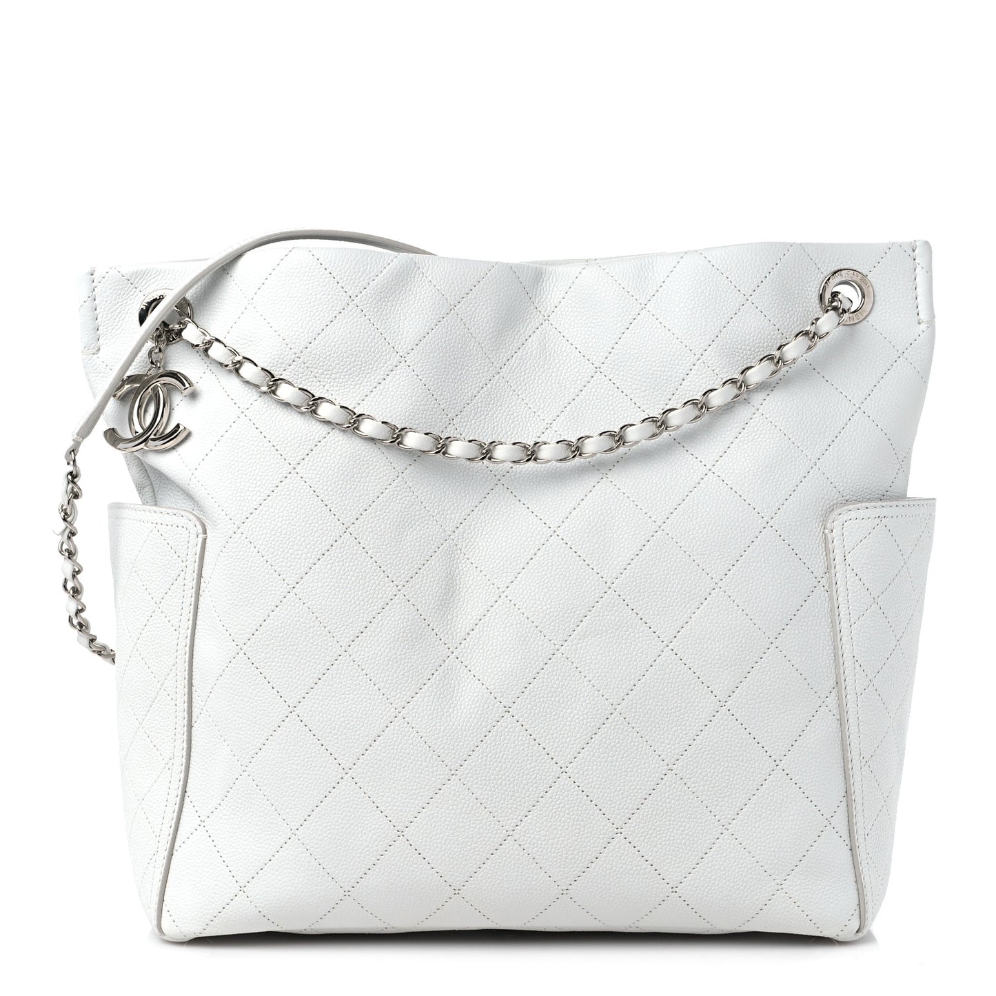 Caviar Stitched CC Pocket Tote White