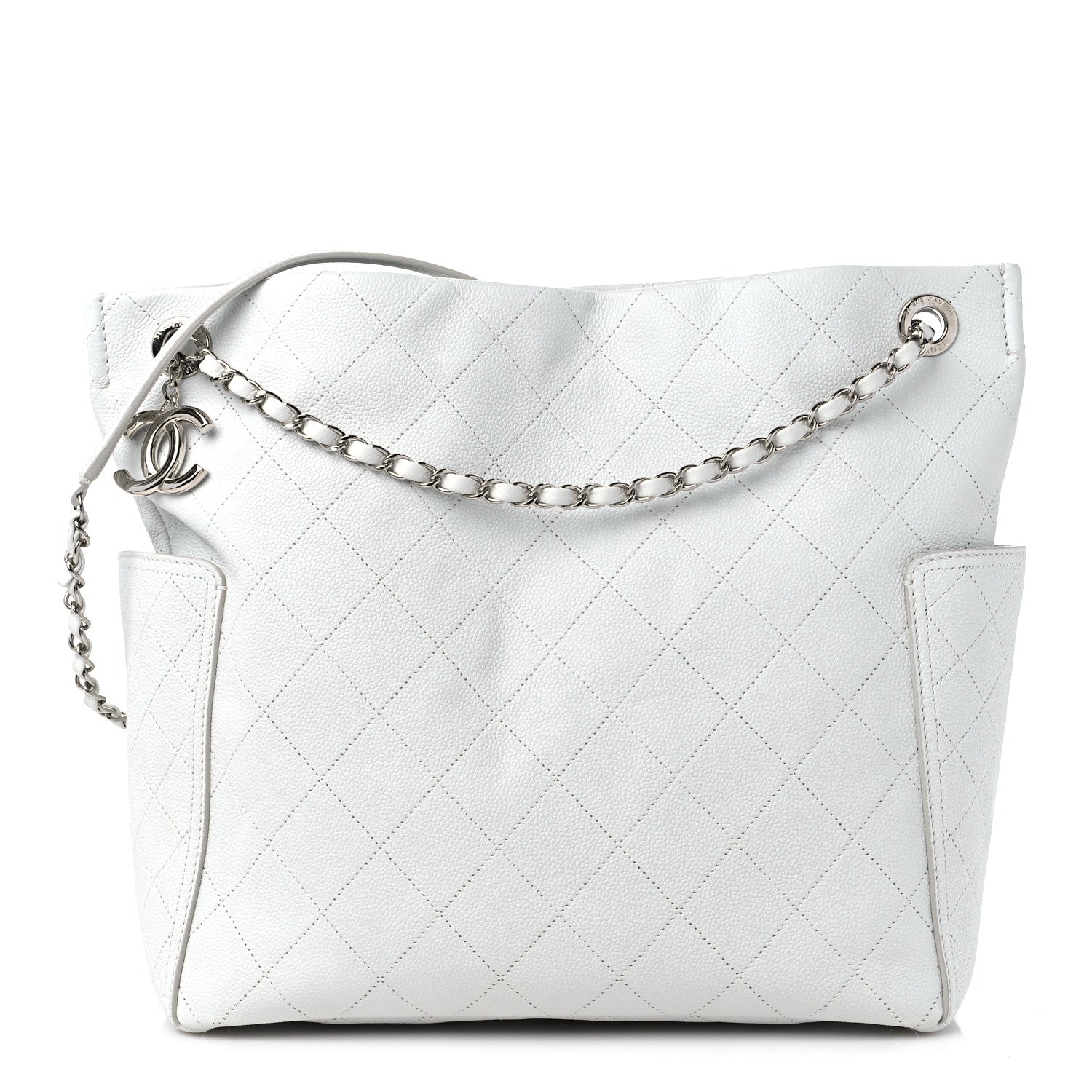Chanel Caviar Stitched CC Pocket Tote White 1 of 11
