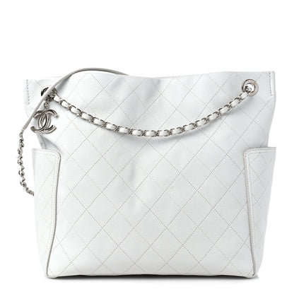 Chanel Caviar Stitched CC Pocket Tote White 1 of 11