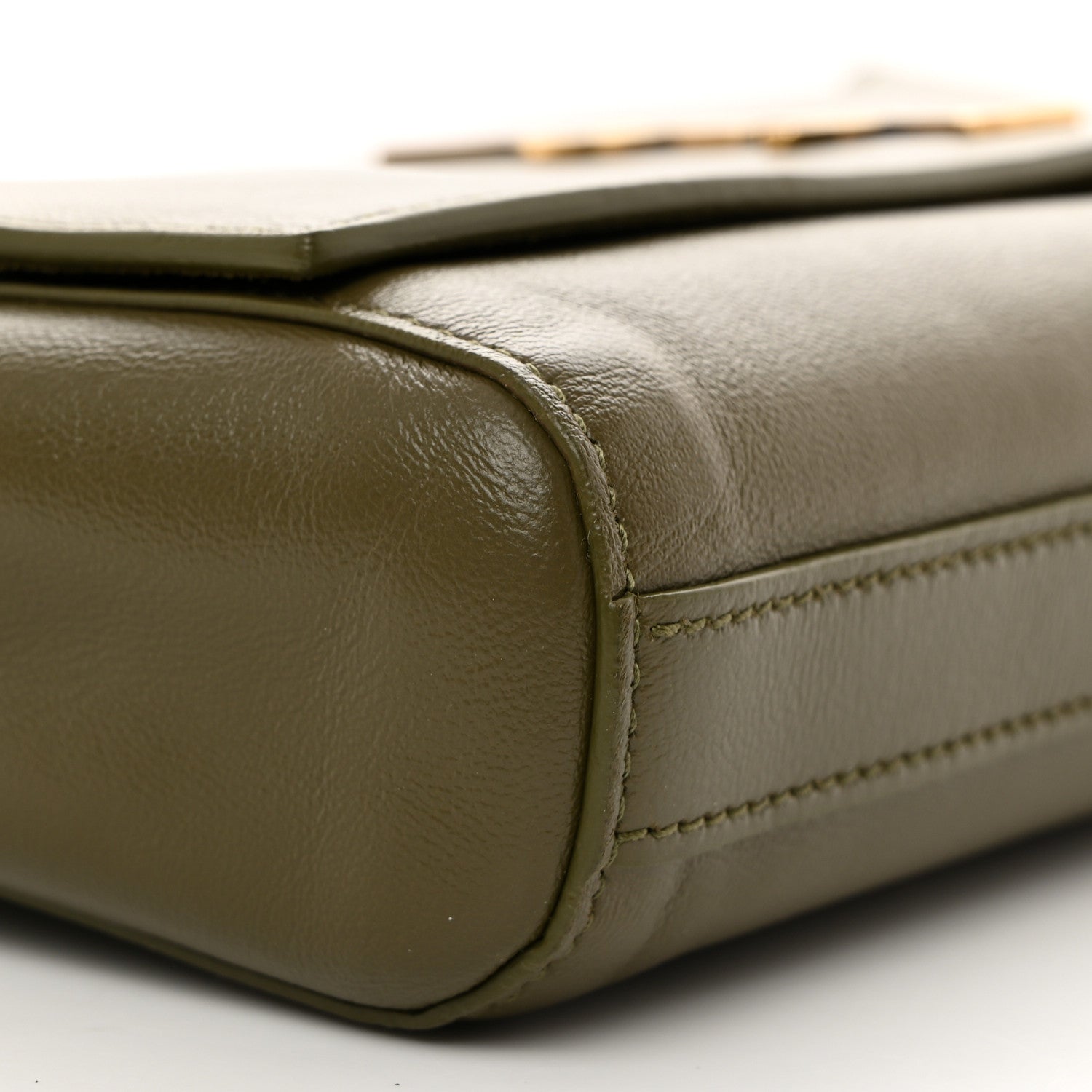 Saint Laurent Smooth Calfskin Suede Small Reversible Monogram Kate Satchel Loden Green 9 of 12