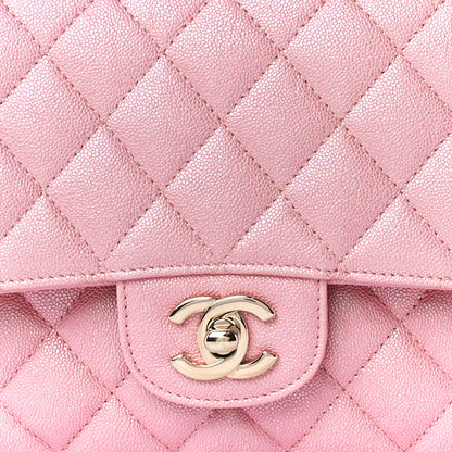 Chanel Iridescent Caviar Quilted Medium Double Flap Rose Pink 9 of 13