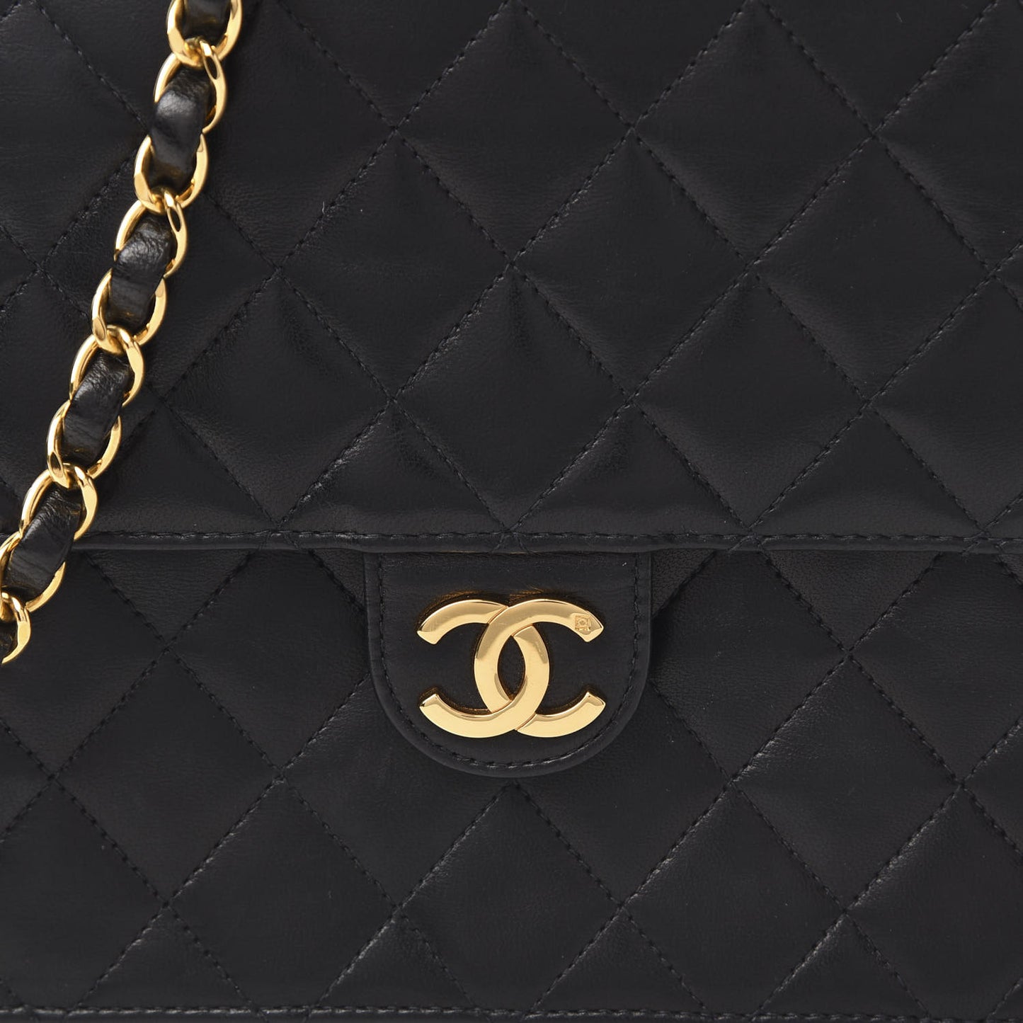 Lambskin Quilted Small Single Flap Bag Black